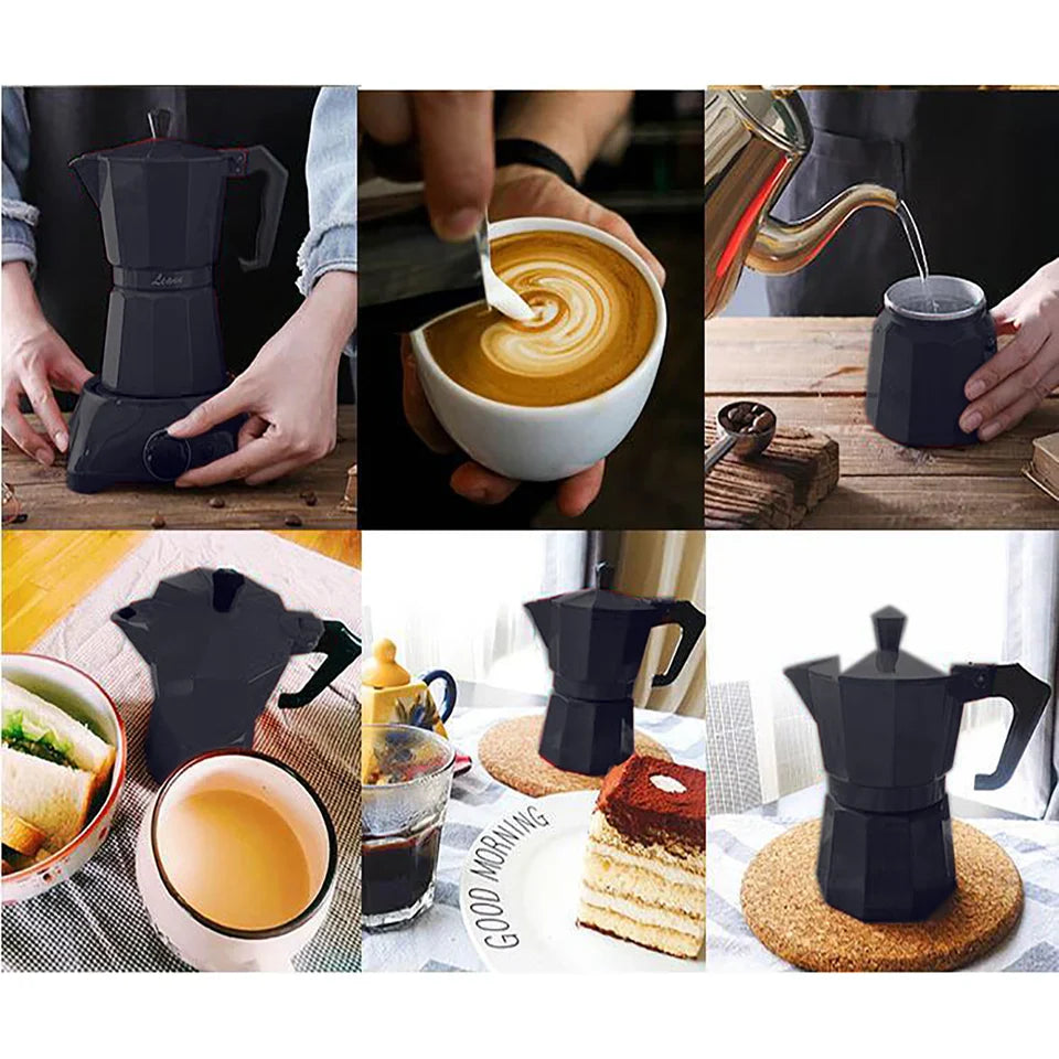 Espresso Maker Electric Coffee Maker Aluminium Mocha Pot Espresso Jug Coffee Maker With Electric Hob 300 Ml 6 Cups