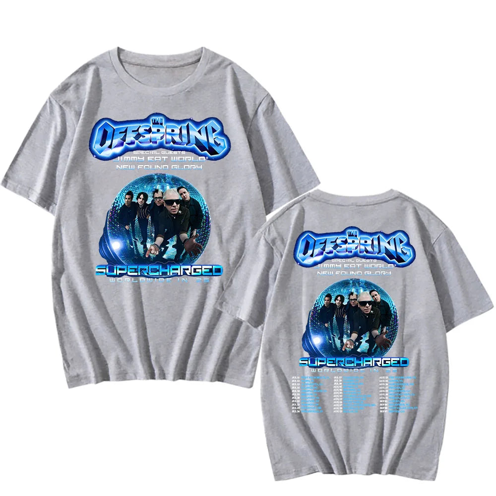 The Offspring: Supercharged Worldwide in 25 T-shirt New Album Tour Graphic Tshirts Summer Cotton Short Sleeve T Shirt for Mens